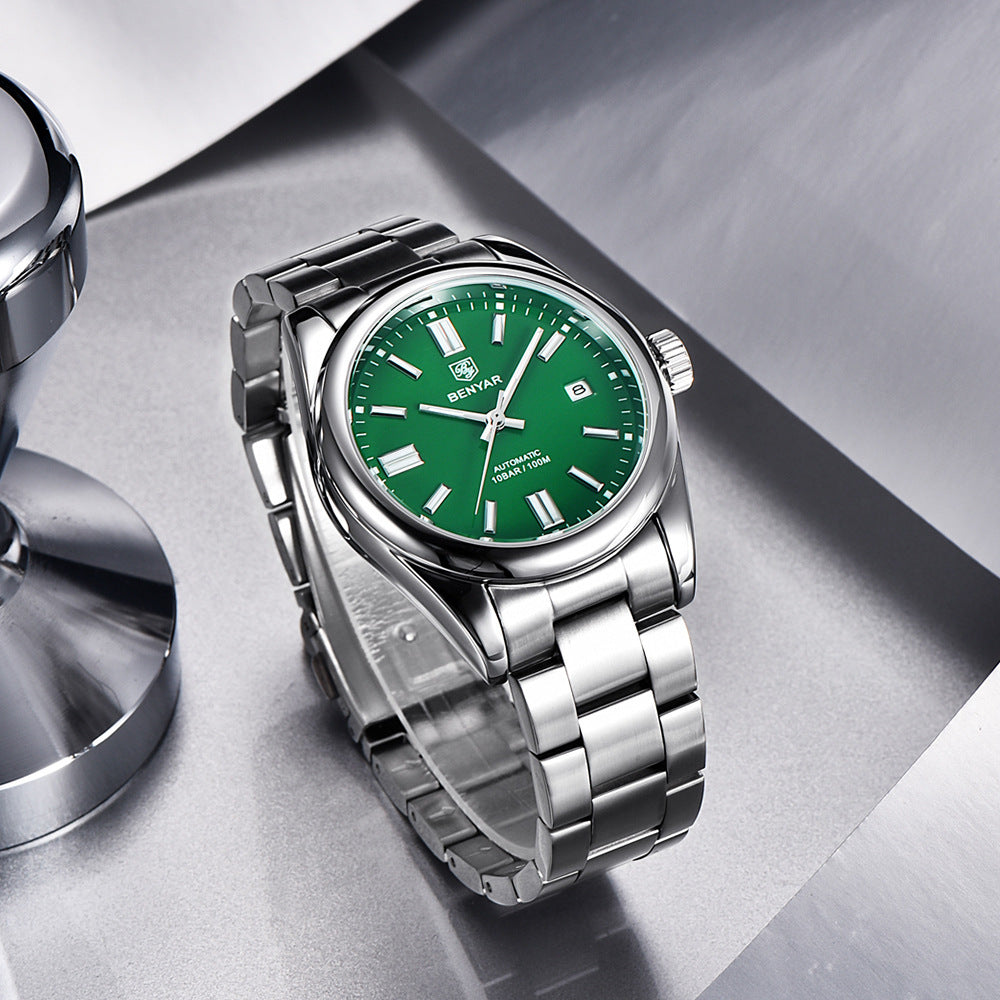 Benyar Men's Automatic Mechanical Watch with Steel Band