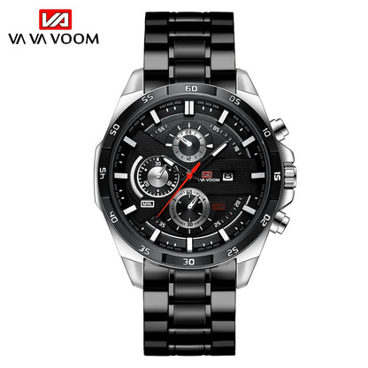 Men's Sports Watch - Leather Band, Waterproof Quartz