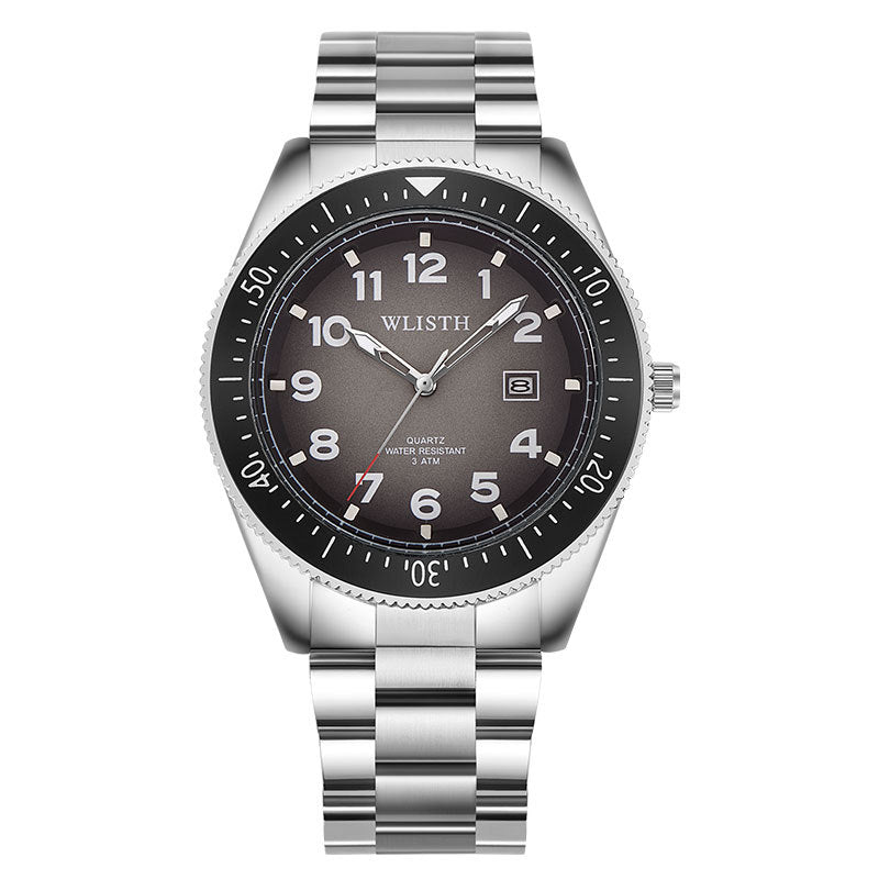 Men's Waterproof Luminous Quartz Watch with Steel Band