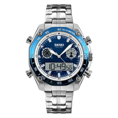 Men's Large Dial Waterproof Steel Band Digital Watch