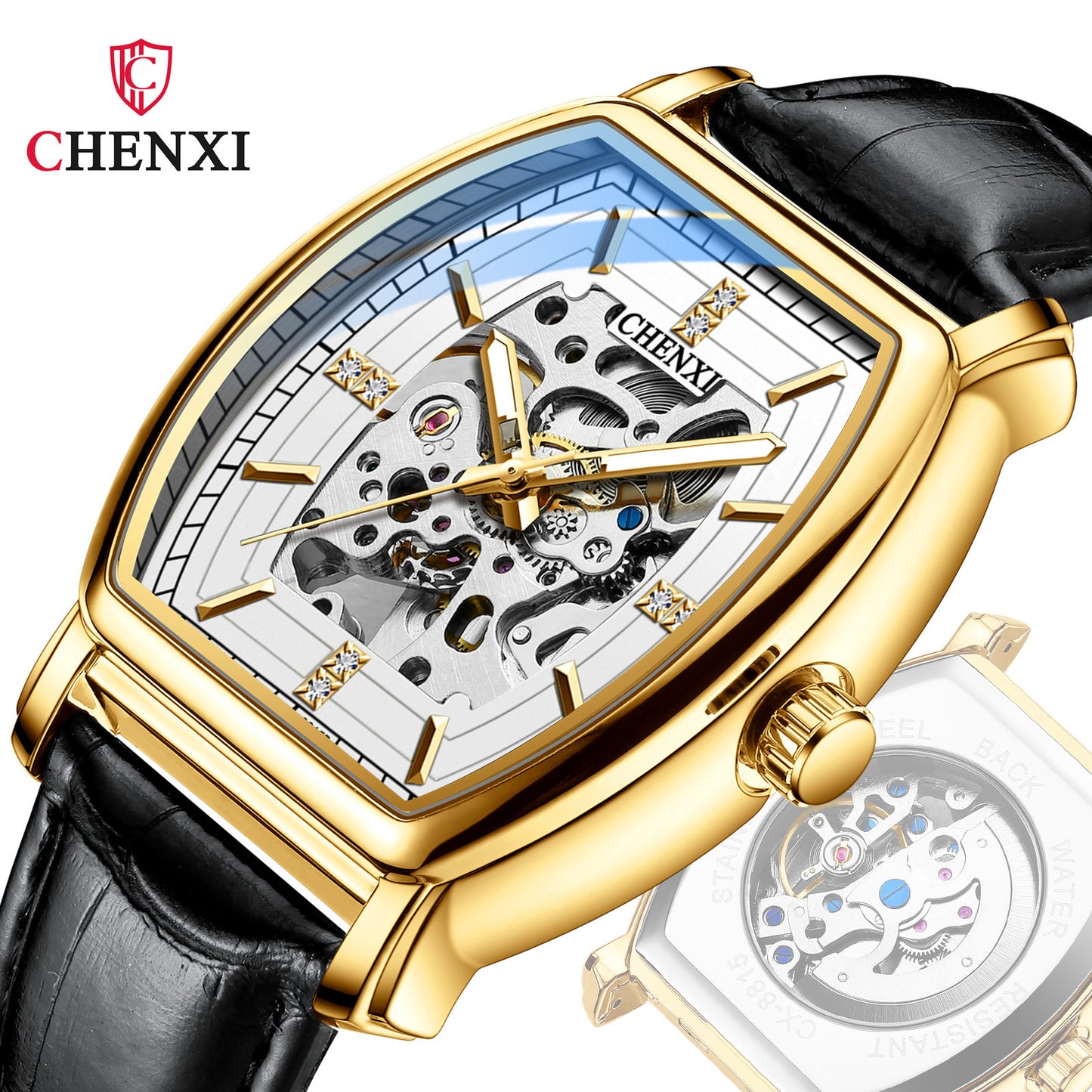 CHENXI Men's Automatic Mechanical Watch with Leather Band
