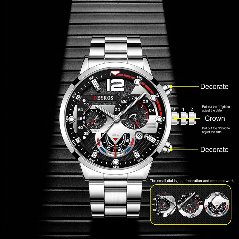 Fashion Stainless Steel Band Men's Business Watch