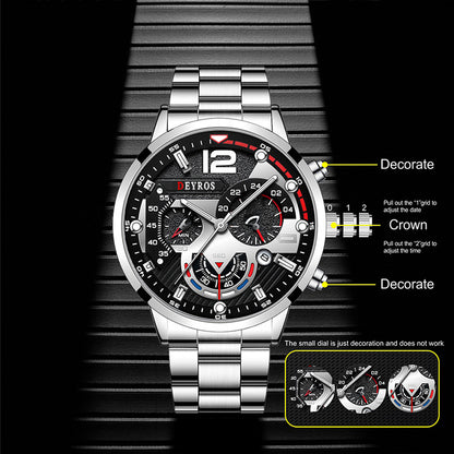 Fashion Stainless Steel Band Men's Business Watch