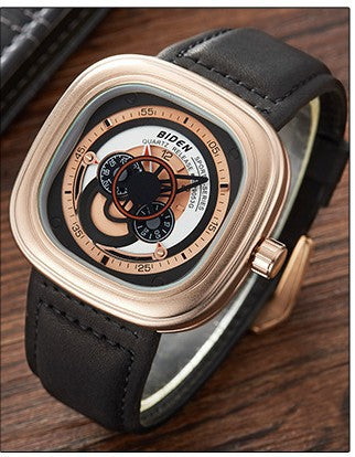 Stylish Men's Square Sports Watch with Leather Band