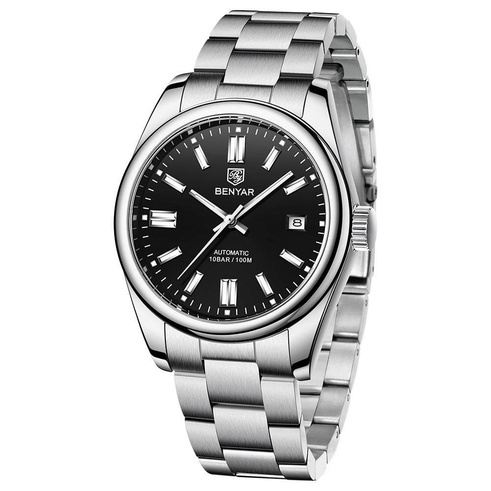 Benyar Men's Automatic Mechanical Watch with Steel Band