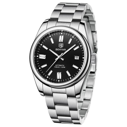 Benyar Men's Automatic Mechanical Watch with Steel Band