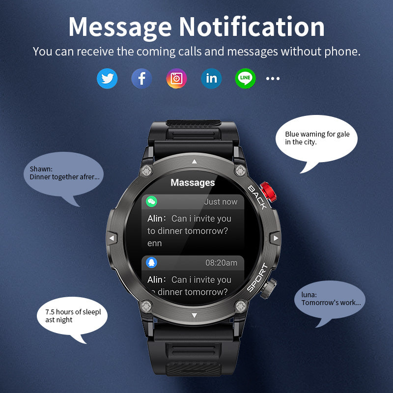 Bluetooth Sports Watch with Heart Rate and Call Alerts