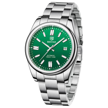 Benyar Men's Automatic Mechanical Watch with Steel Band
