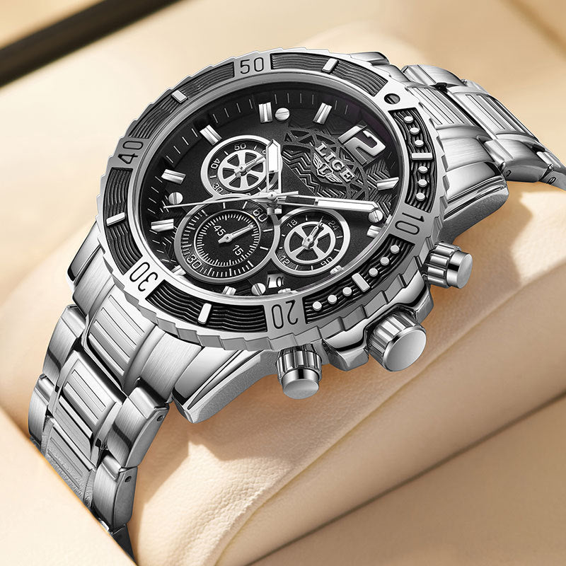 LIGE Men's Quartz Business Watch with Multifunctional Features