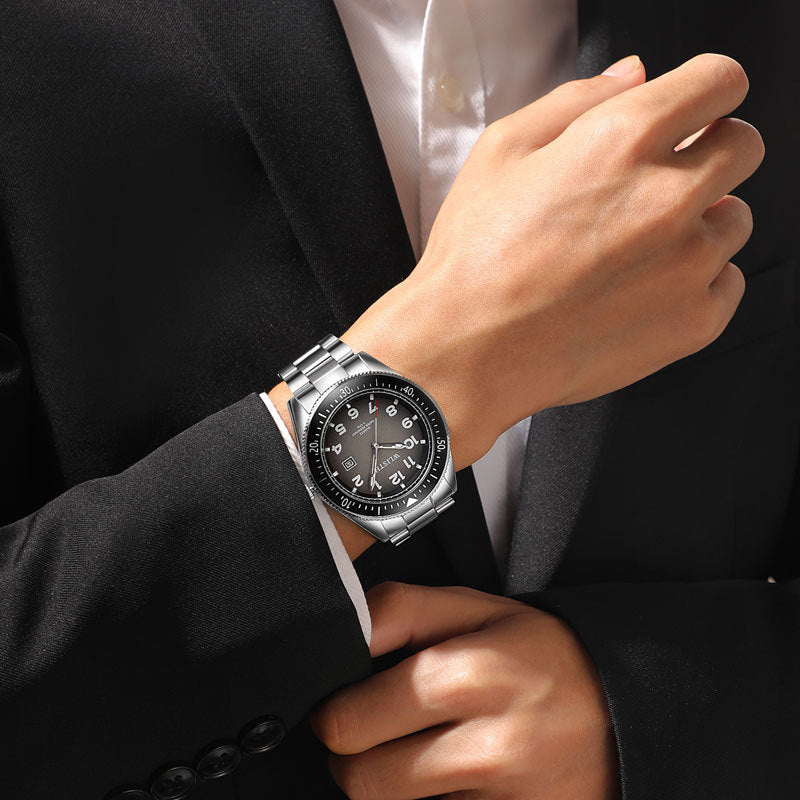Men's Waterproof Luminous Quartz Watch with Steel Band
