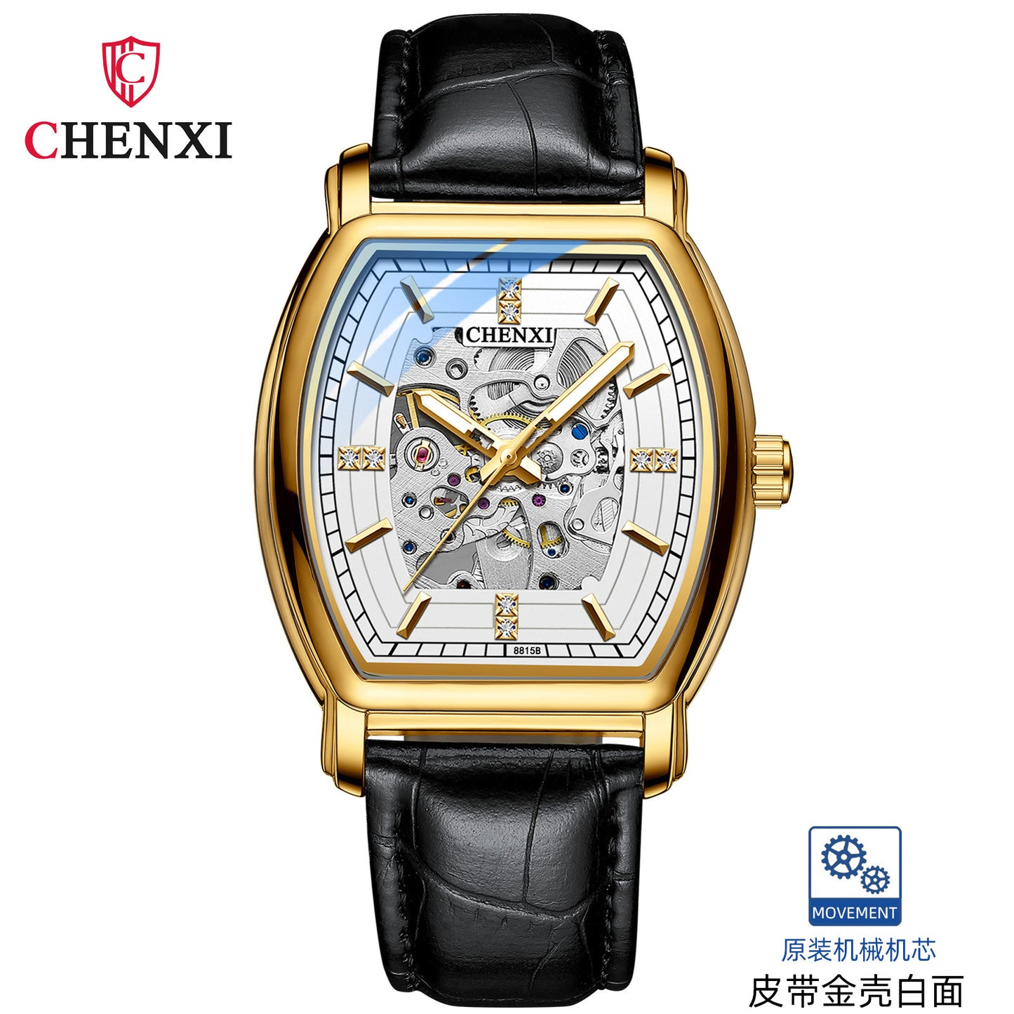CHENXI Men's Automatic Mechanical Watch with Leather Band