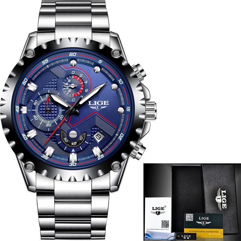 LIGE Multifunctional Waterproof Quartz Watch