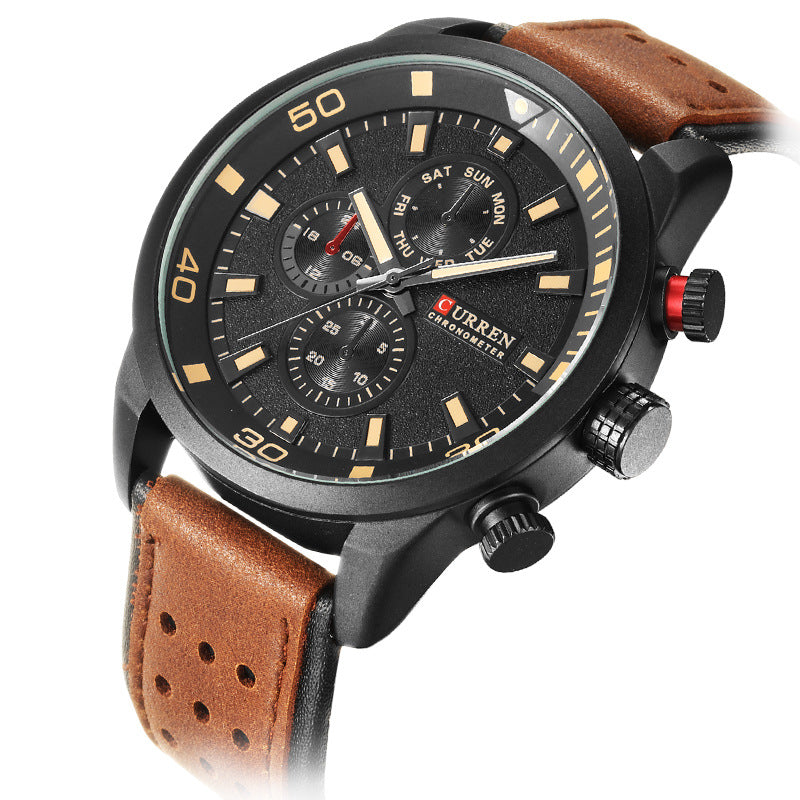 Men's Luminous Quartz Sports Watch with Three Eyes