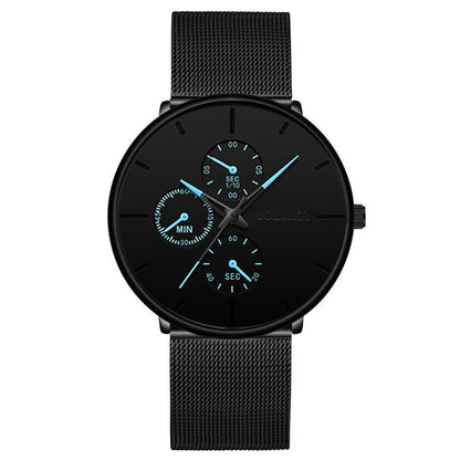 Stylish Slim Men's Watch with Luminous Quartz Steel