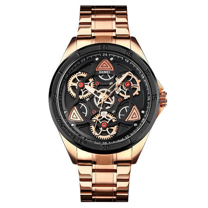Men's Mechanical Wind Quartz Watch with Steel Band