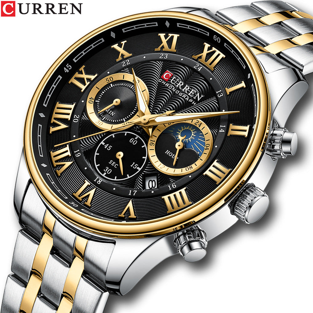 Curren 8427 Men's Steel Quartz Watch with Calendar