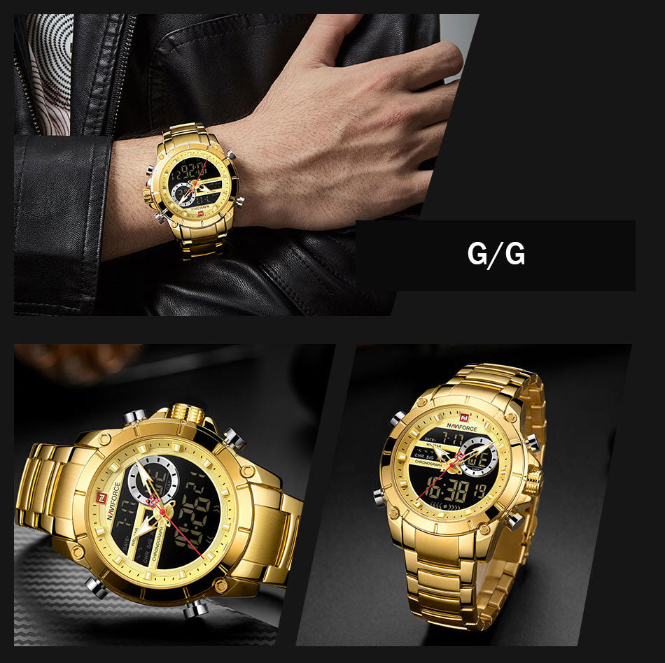 Men's Waterproof Quartz Watch with Steel Band