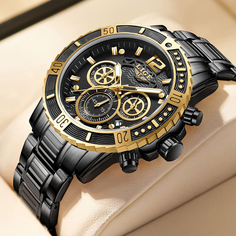 LIGE Men's Quartz Business Watch with Multifunctional Features