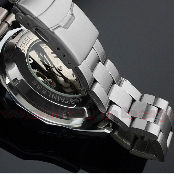 Fully Hollow Automatic Mechanical Watch with Steel Band