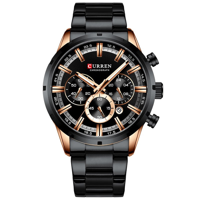 Business Men's Quartz Watch with Stainless Steel Band