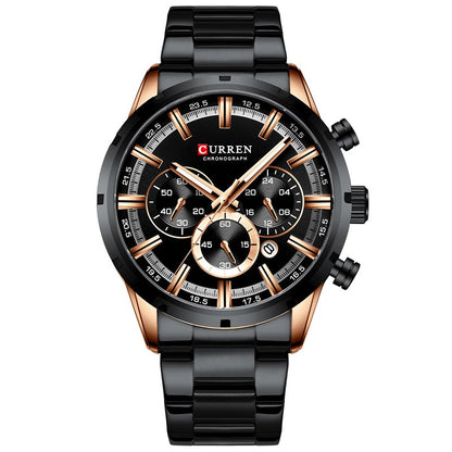 Business Men's Quartz Watch with Stainless Steel Band