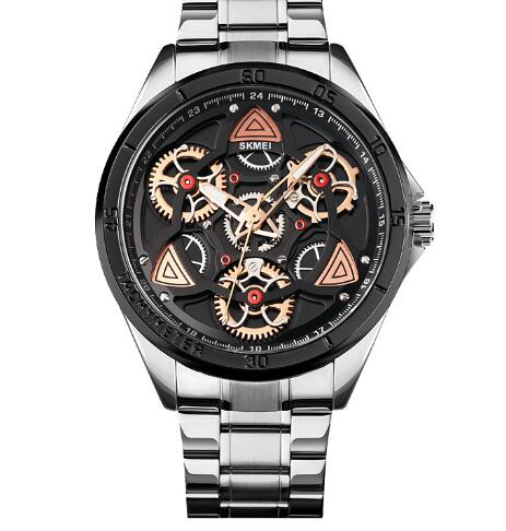 Men's Mechanical Wind Quartz Watch with Steel Band