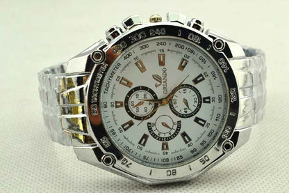 Steel Band Quartz Watch for Men with Large Dial