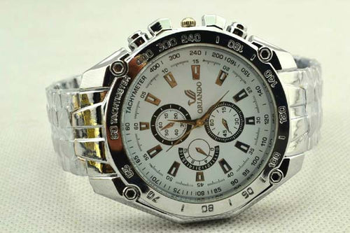 Steel Band Quartz Watch for Men with Large Dial