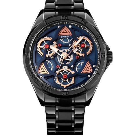 Men's Mechanical Wind Quartz Watch with Steel Band