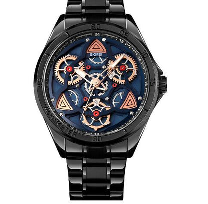 Men's Mechanical Wind Quartz Watch with Steel Band