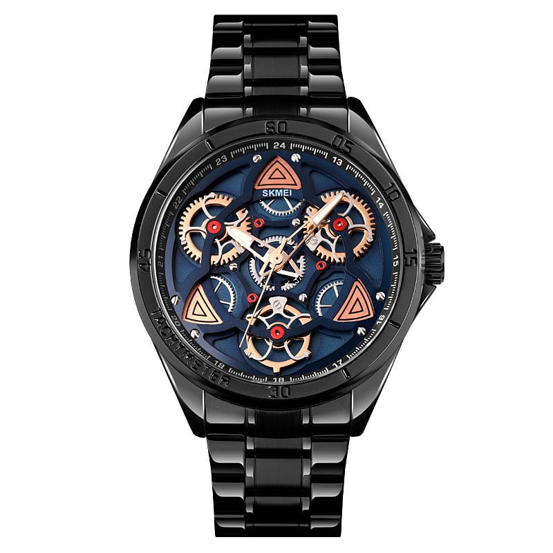 Men's Mechanical Wind Quartz Watch with Steel Band