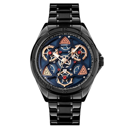 Men's Mechanical Wind Quartz Watch with Steel Band
