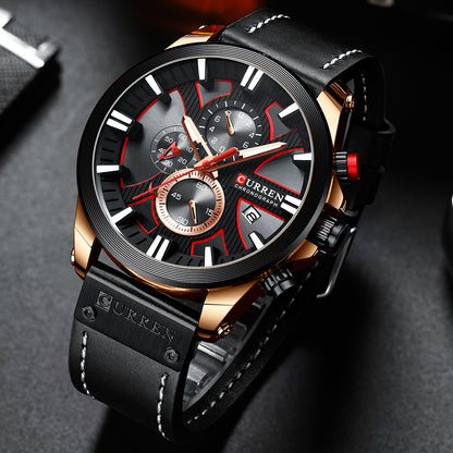 Curren Men's Sports Quartz Watch with Leather Band