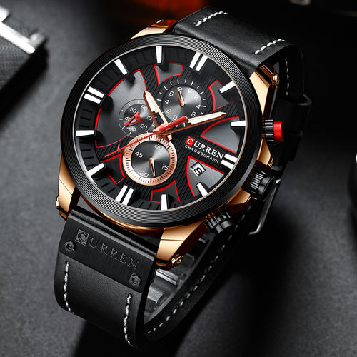 Curren Men's Sports Quartz Watch with Leather Band