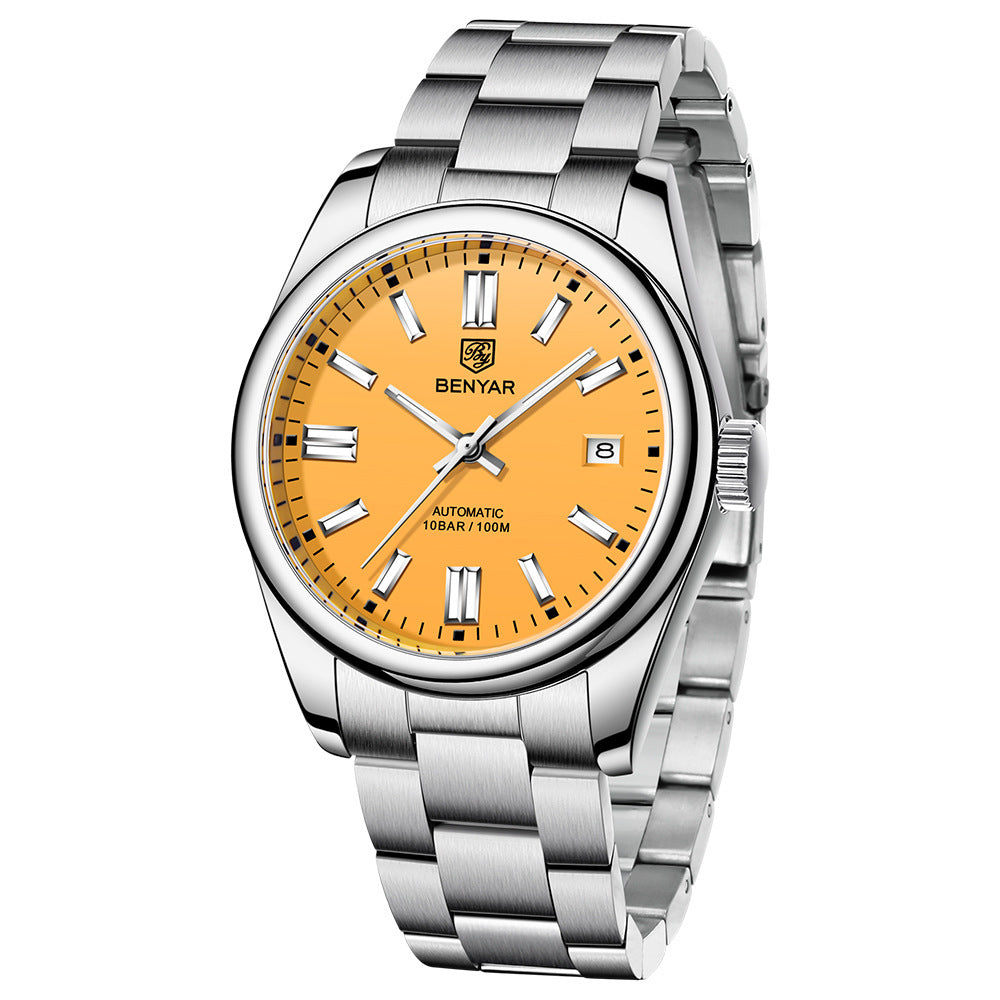 Benyar Men's Automatic Mechanical Watch with Steel Band