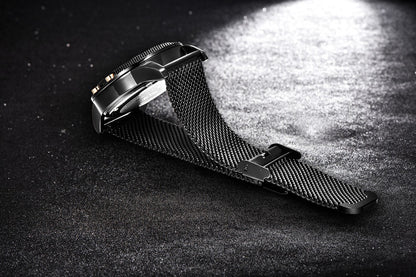 Quartz Three-Eye Watch with Steel Band and Waterproof