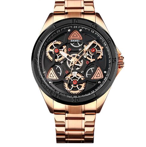 Men's Mechanical Wind Quartz Watch with Steel Band