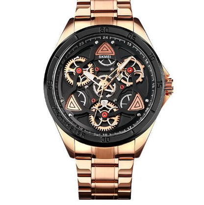 Men's Mechanical Wind Quartz Watch with Steel Band