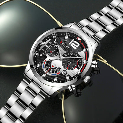 Fashion Stainless Steel Band Men's Business Watch