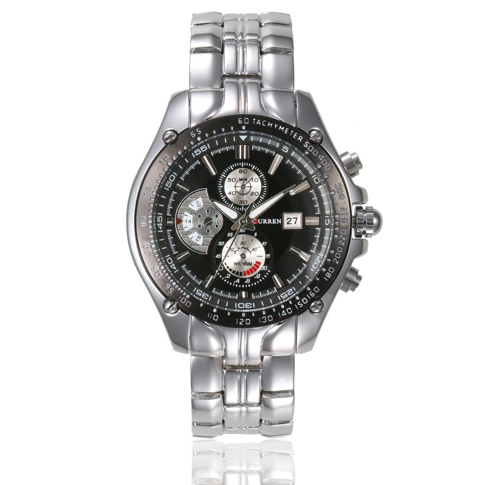 CURREN 8083 Men's Waterproof Steel Band Calendar Watch