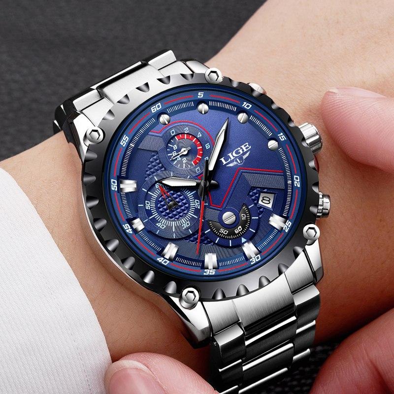 LIGE Multifunctional Waterproof Quartz Watch
