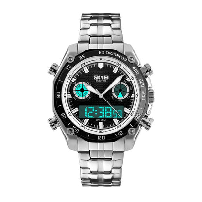 Men's Large Dial Waterproof Steel Band Digital Watch