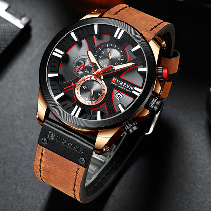 Curren Men's Sports Quartz Watch with Leather Band