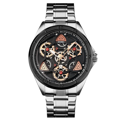 Men's Mechanical Wind Quartz Watch with Steel Band