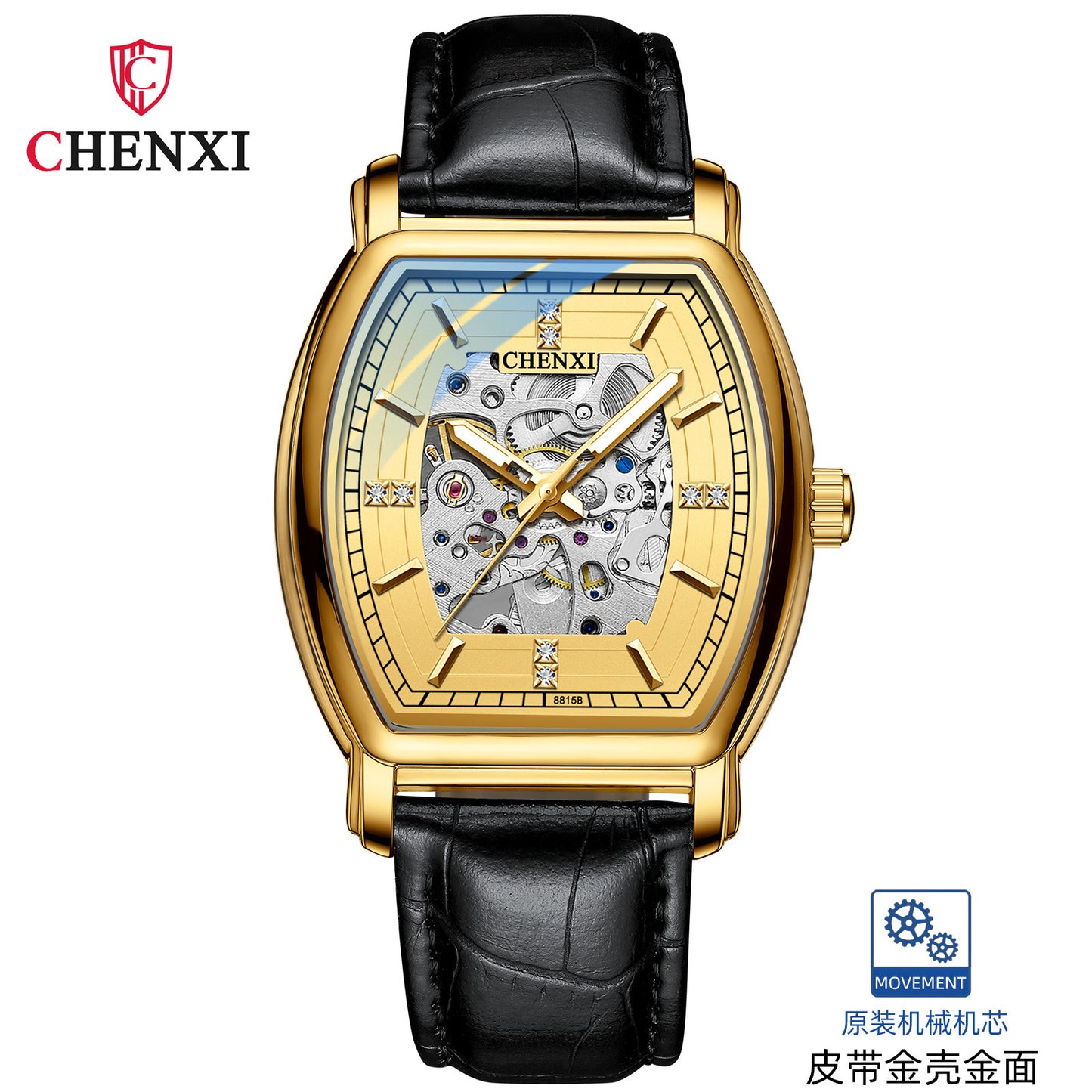 CHENXI Men's Automatic Mechanical Watch with Leather Band