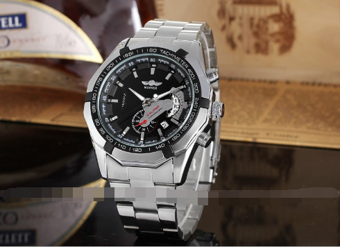 Men's Calendar Automatic Mechanical Watch with Steel Band