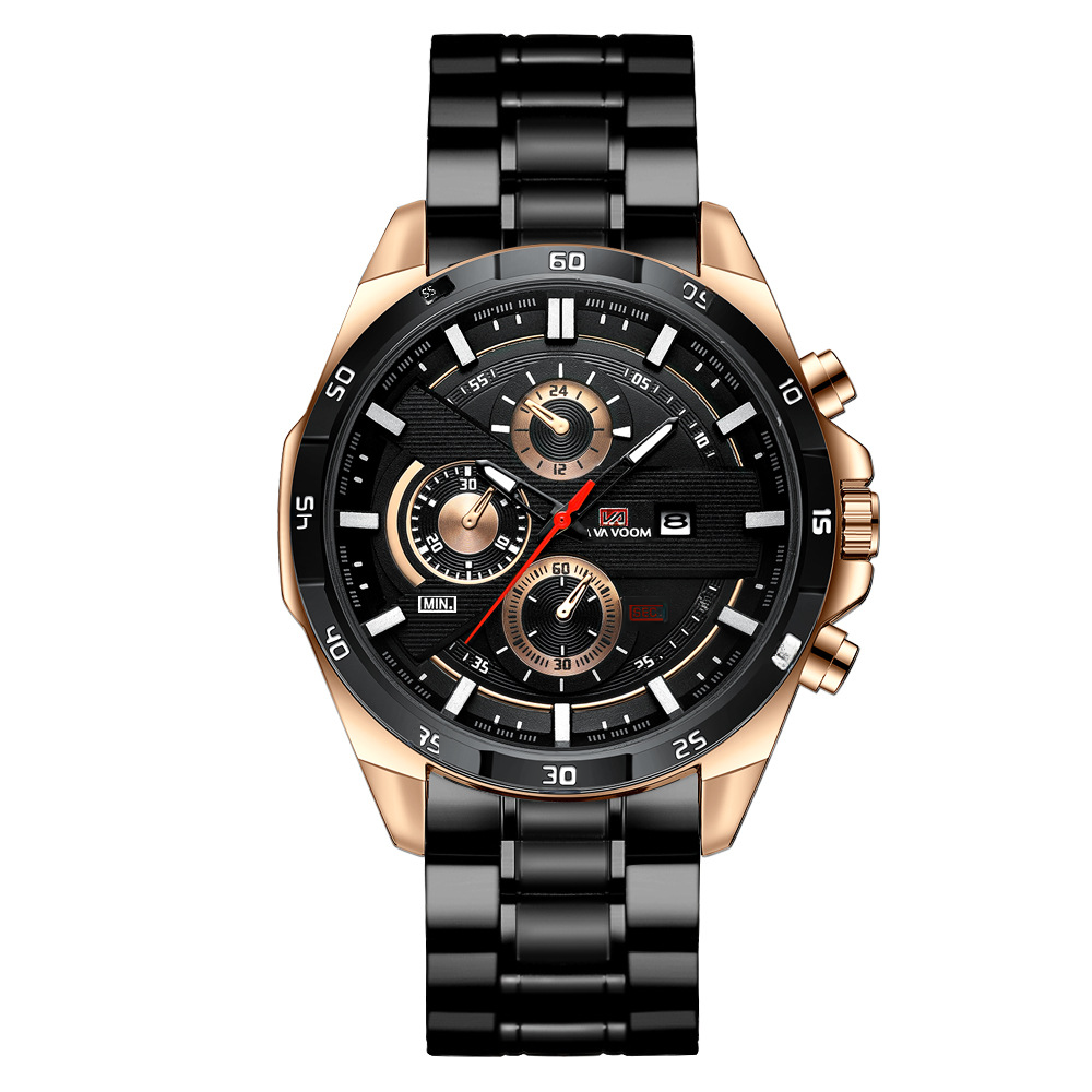 Men's Sports Watch - Leather Band, Waterproof Quartz