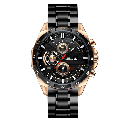 Men's Sports Watch - Leather Band, Waterproof Quartz