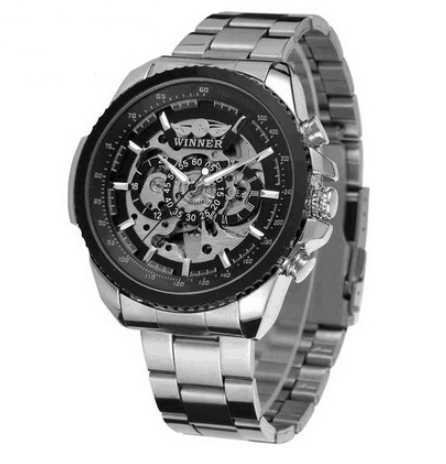 Fashion Men's Hollow Gold Steel Band Watch (Large Dial)