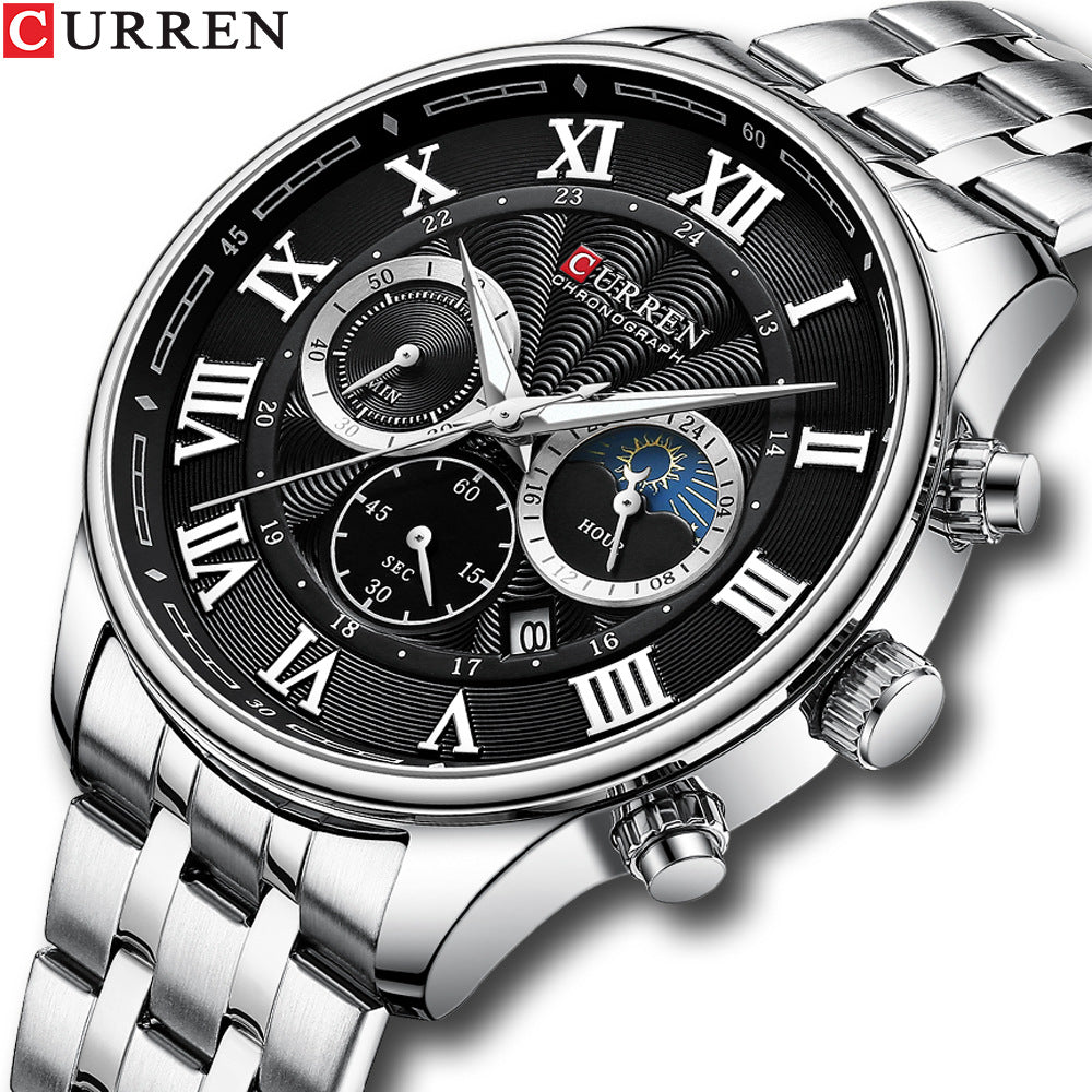Curren 8427 Men's Steel Quartz Watch with Calendar